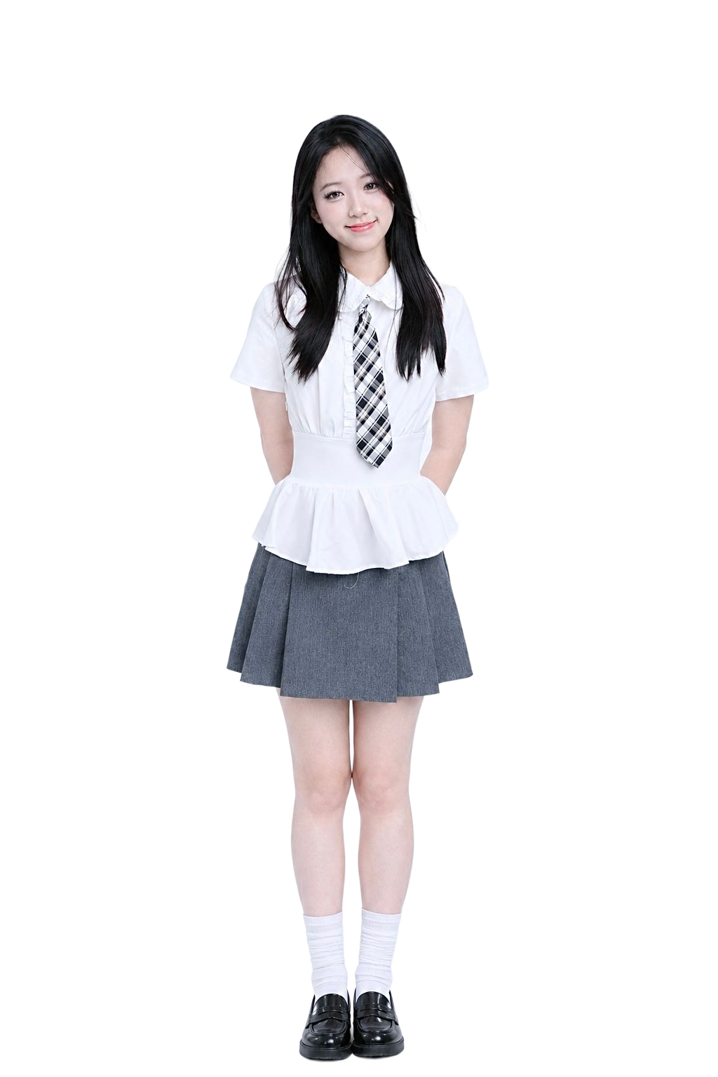 Gia Han in her school uniform, hands behind her back