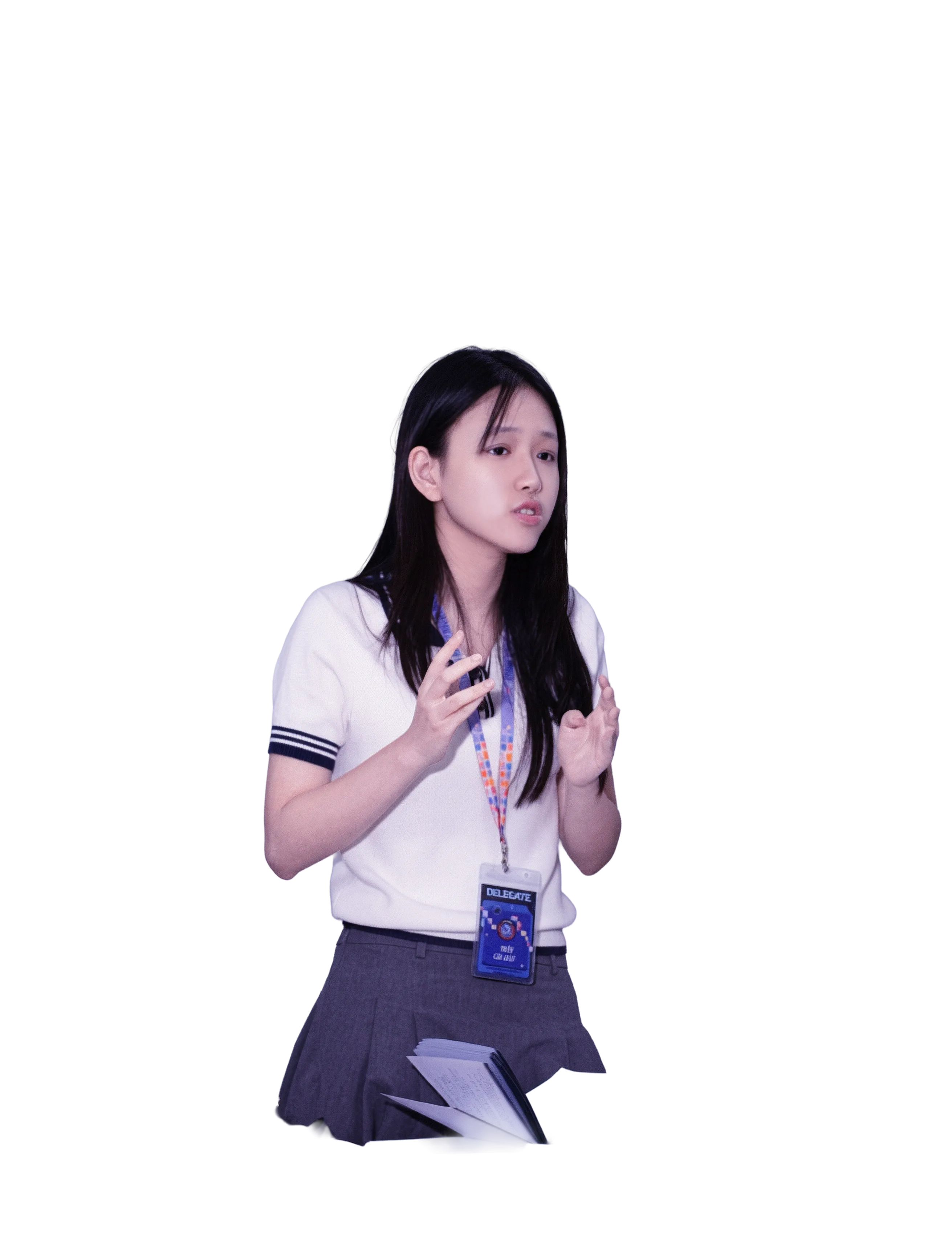 Gia Han mid-speech as a Model UN delegate